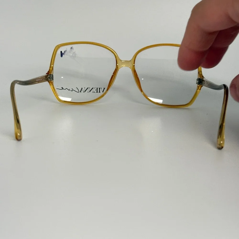 Vienna Line 1563 Vintage Eyeglasses Frames Amber Slovenia Optyl Oversized Square